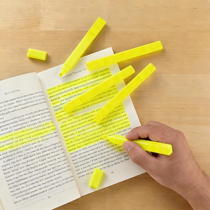 konket- Aesthetic Bible Highlighters No Bleed, Assorted Colors, Cute Pastel Highlighters, 12 pcs Chisel Tip(Yellow)