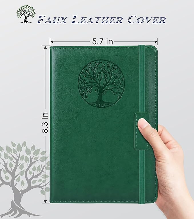 Biuwory Graph Paper Notebook Journal for Women Men,160 Pages Hardcover Grid Notebooks for Work & School,Leather Journals for Writing, Graphing Paper Notebook 5.7"×8.3" (Green)