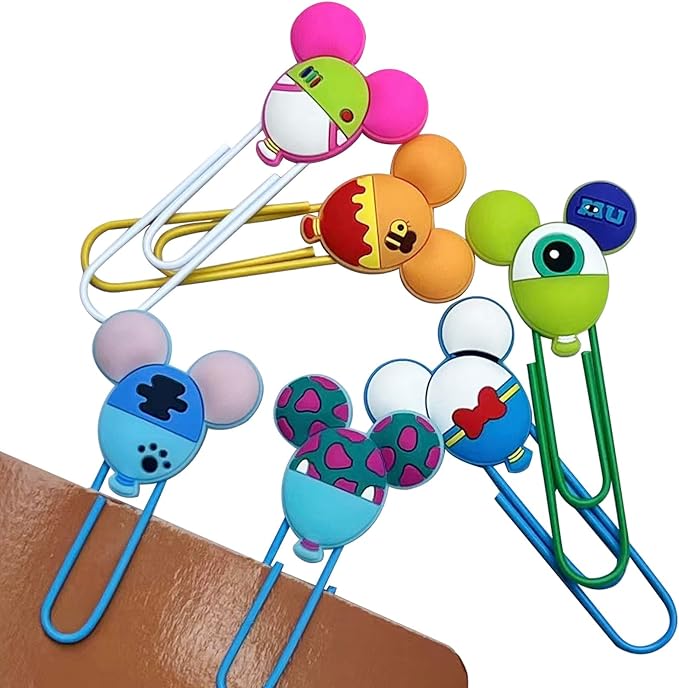 10 pcs Cute Paper Clips Colorful Office Supplies Gifts for Teacher & Students Bookmark Clamp Desk Accessories Stationery for School Book File Page Marker Clip for Women Kids Adult Children