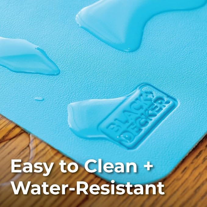 BLACK+DECKER Water-Resistant Nightstand Mat, 7.5" x 11" – Protects Nightstands from Liquids & Dirt, Travel-Ready, Stylish PU Leather Protector, Night Stand Covers, End Side Table Pad, Coffee Table Top