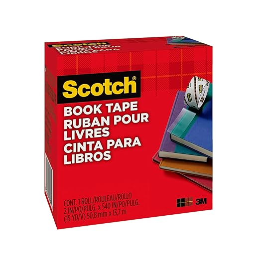 Scotch Book Tape, 2 in x 540 in, Excellent for Repairing, Reinforcing Protecting, and Covering (845)