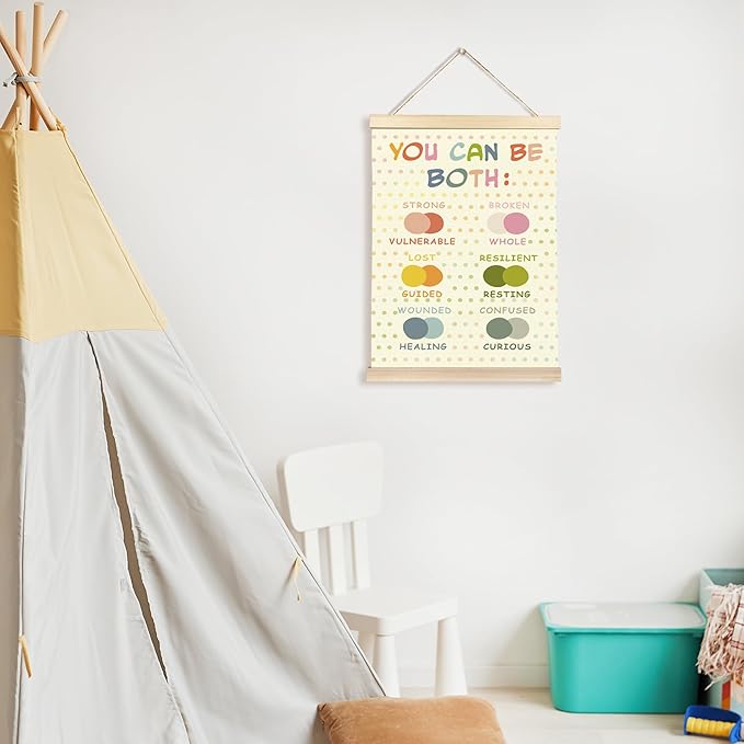 CGBHW Mental Health Poster Hanger Frame 12x16 for Kids, Positive Affirmations Posters Wall Art Hanging Decor for Counselling Therapy Office Classroom Nursery Bedroom, Inspirational Wall Decor