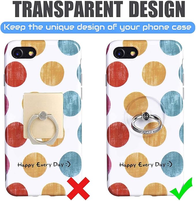 Transparent Phone Ring Holder Grip - EI Sonador Clear Cell Phone Ring Stand Holder Finger Grip Kickstand 360° Rotation, Compatible with Most of Phones, Tablets and Case (2 Rose Gold Diamond)