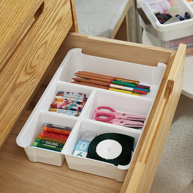 17 QT Plastic Storage Box with Removable Tray Craft Organizers and Storage Clear Container for Organizing Bead, Tool, Sewing, Playdoh (White, 1Pack-17QT)