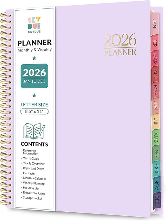 2026 Planner, Weekly and Monthly Planner, January 2026 - December 2026, Hardcover Agenda Planner with Monthly Tabs, Goal Setting & Time Management Organizer for Professionals & Students, 8.5" x 11"