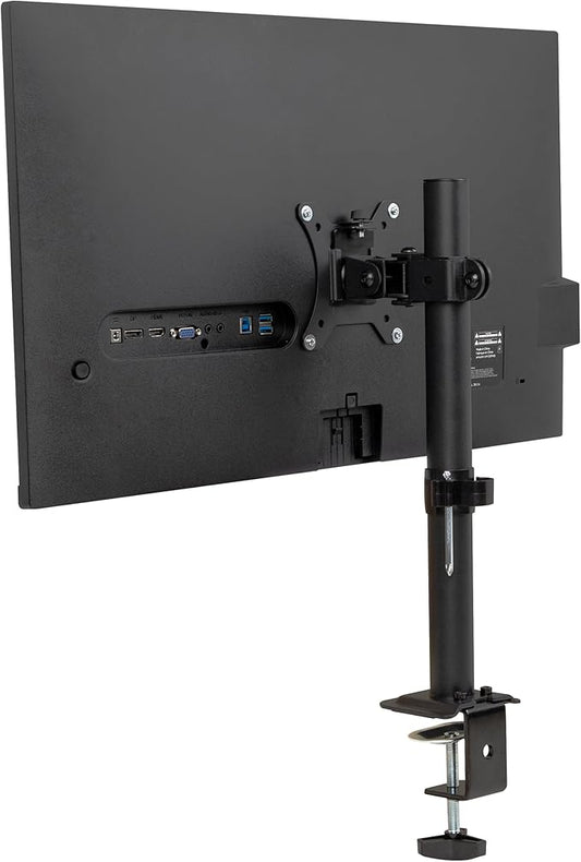 Mind Reader Single Monitor Desk Mount for 13"-32" Screens, VESA 75x75/100x100, 180° Rotation, ±90° Swivel, ±45° Tilt, 17.6 lb Load Capacity, Cable Management, Quick Release, Black