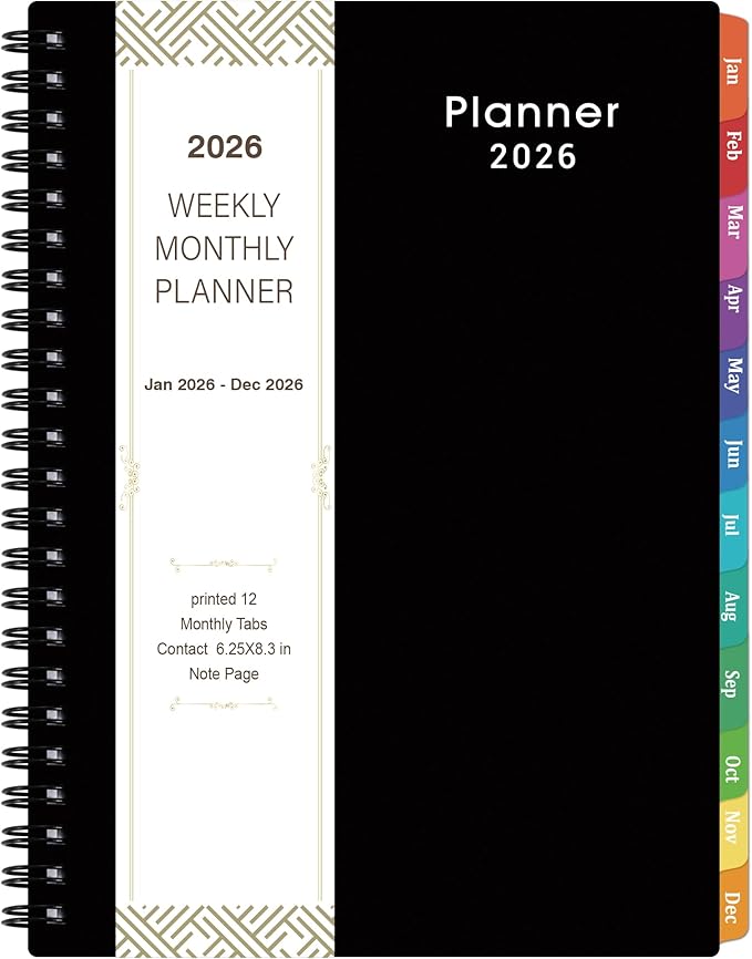 2026 Planner - Weekly & Monthly Planner 2026, Planner 2026, From January 2026 - December 2026, 6.25 in × 8.3 in, Flexible Cover, Twin-Wire Binding - Classic Black, Improving Your Time Management Skill