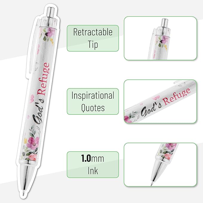 Mr. Pen Christian Pen Set, 10 Pack, Faith Blossoms, Black Ink, Bible Verse Pens, Ballpoint Pens