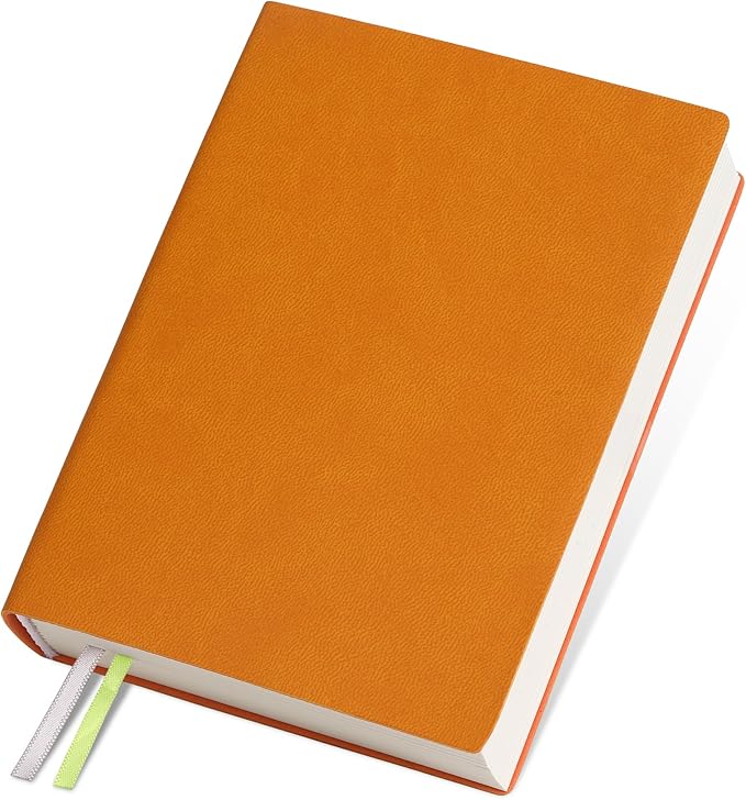DreamDove Thick Blank Journal Notebook 400Pages Hardcover Sketch Book Notebook Blank Journal Unlined No Lines Soft Leather Cover A6 (3.9 × 5.5) Journal Leather Notepad Drawing Book Memo Writing Sketch Pad Diary Notebook (Orange-400 Page)