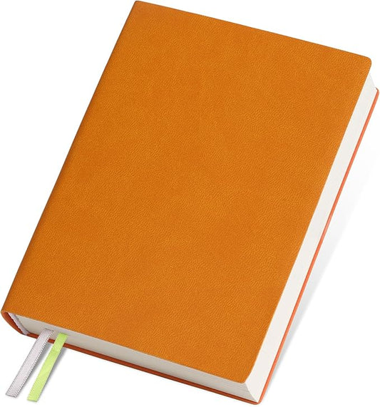 DreamDove Thick Blank Journal Notebook 400Pages Hardcover Sketch Book Notebook Blank Journal Unlined No Lines Soft Leather Cover A6 (3.9 × 5.5) Journal Leather Notepad Drawing Book Memo Writing Sketch Pad Diary Notebook (Orange-400 Page)