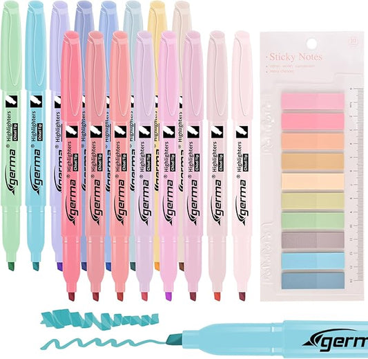 Pastel Highlighters Assorted Colors 16 Pack, 200 transparent sticky tabs, Chisel Tip Cute Aesthetic Highlighters No Bleed, Quick-Drying for Journaling, Bible Study, School Office Supplies