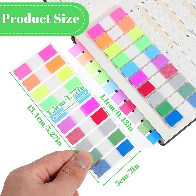 1600Pcs Book Annotation Tabs Sticky Tabs for Notebooks Page Markers Book Clear Sticky Notes Writable Small Colored Stickys Pop Up Index Tab for Planner Classify Files Teacher Supplies