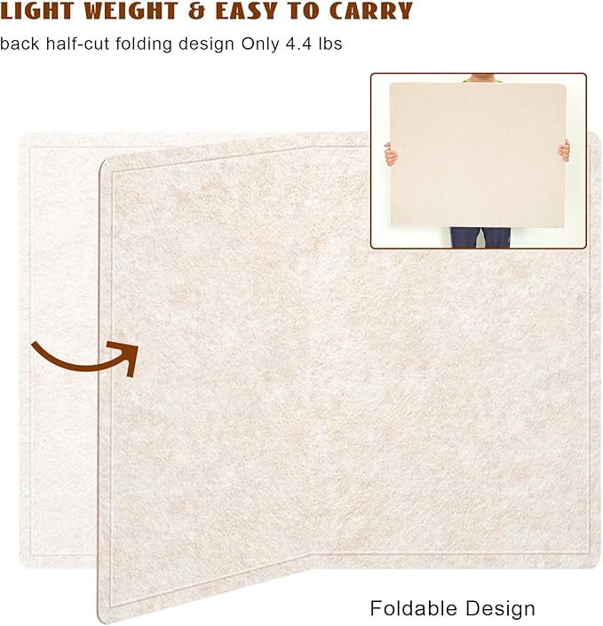Large Cork Bulletin Board - 60 X 36 Inches With 30 Pushpins, 5' x 3' Pin Board for Walls, Self-Adhesive Felt Vision Board, Foldable Photo Board - Oatmeal