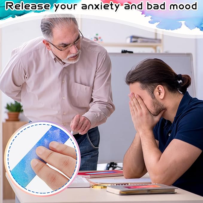 36 Pcs Anxiety Sensory Stickers Strips Adhesive Textured Mental Health Calm Stickers Mindfulness Fidget Decals Stress Anxiety Relief Items for Therapy Office Desk(Watercolor Style)