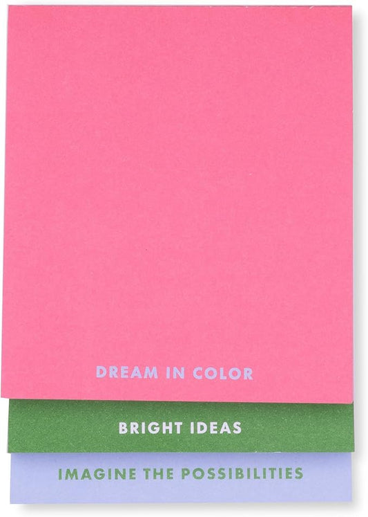 kate spade new york Stacked Notepad Assorted Sizes, Includes 3 Cute Notepads with 75 Sheets Each, Colorful Pads of Paper for Desk Notes (Dream in Color)