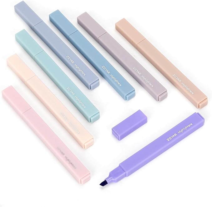 ZEYAR Aesthetic Cute Highlighter Pens, Cream colors, Chisel Tip, Water Based, Quick Dry, No Bleed for bible, four seasons color series (8 Winter Colors)