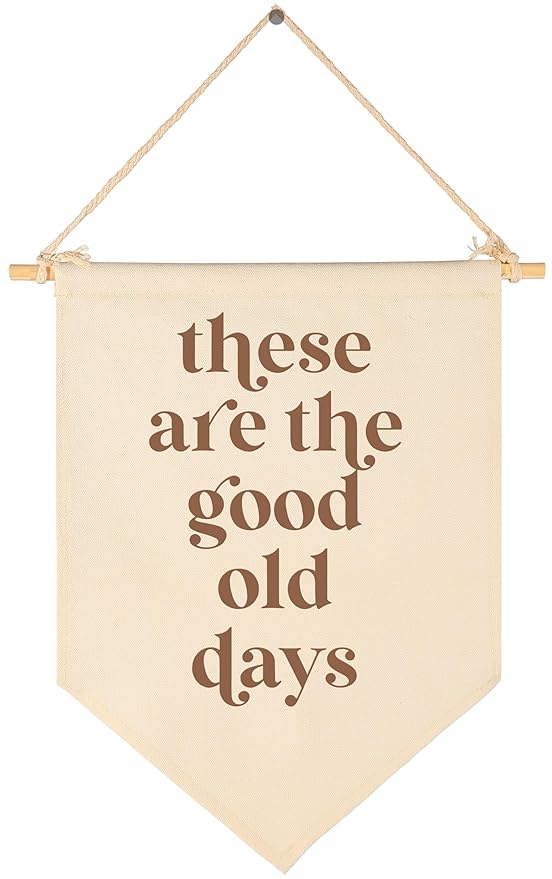 These Are The Good Old Days-Hanging Canvas Sign Banner Wall Decor,Nostalgic Inspirational Quote Poster-Hanging Pennant Flag Prints,Positive Home Pennant Wall Decor-15.6"x11"
