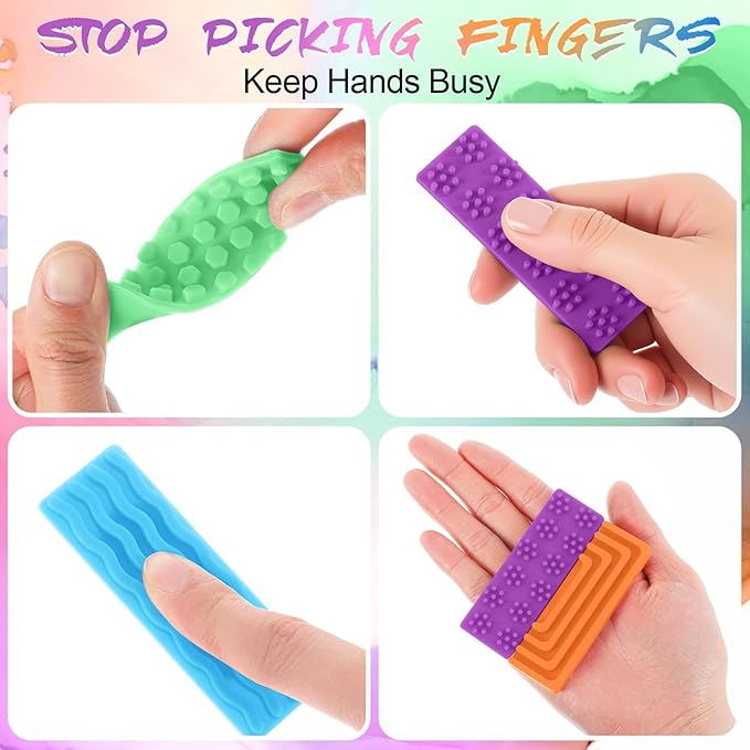 Ireer 6 Pcs Textured Sensory Stickers Silicone Desk Fidget Decals Thick Mental Health Stickers Strips Different Textured Calm Decals Stress Anxiety Relief Items for Adult Autism ADHD Desk Office Gift