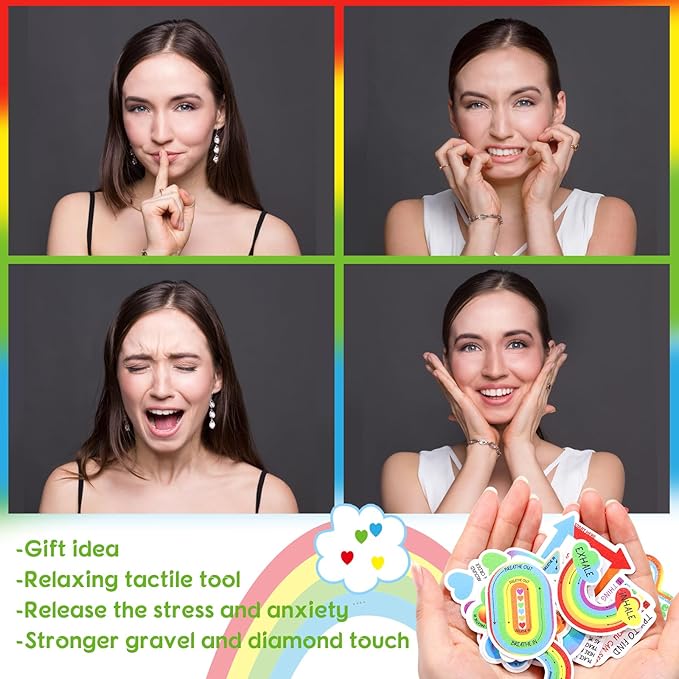 Fulmoon 120 Pcs Anxiety Sensory Stickers Textured Sensory Strips Tactile Rough Calm Sensory Stickers Adhesive Tactile Fidget Tool for Classroom Desk Adults Teens Anxiety Relief (Rainbow Color)