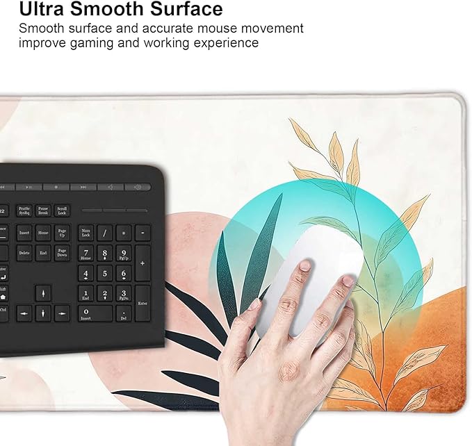 Vintage Cute Boho Large Mouse Pad, Desk Mat Computer Keyboard Pad Non-Slip Rubber Base Waterproof with Stitched Edges for Laptop Gaming, Office & Home 31.5 x 11.8 Inch