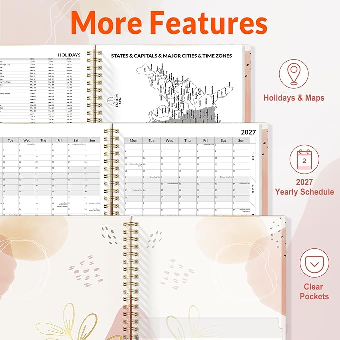 SUNEE 2026-2027 Appointment Book, Quarter-Hourly, Weekly & Monthly - from July 2026 to June 2027, 6.4"x8.3" Academic Planner, Flexible Cover, Note Pages, Bookmark, Spiral Binding, Abstract