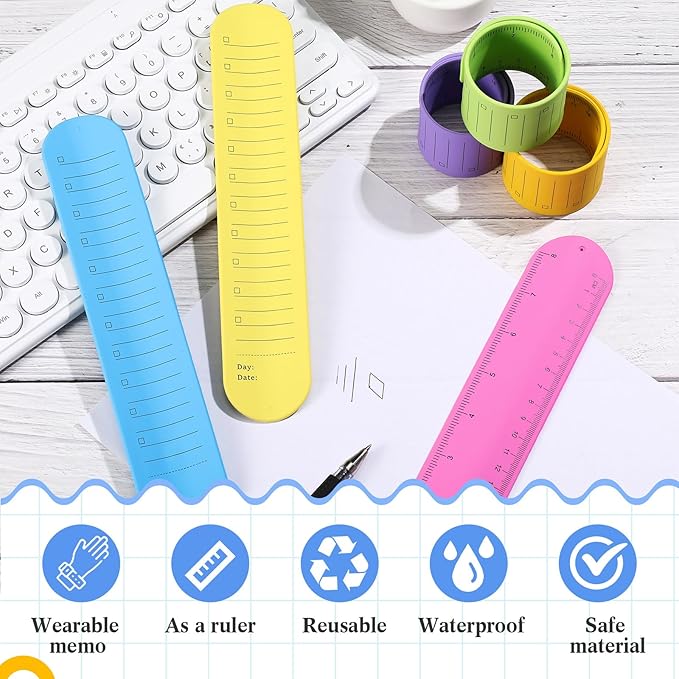 6 Pcs Nurse Silicone Bracelet to Do List Slap Silicone Reminder Bracelet Reusable Wearable Wrist Waterproof for Work Wrist Strap(Bright Color,Regular Style)