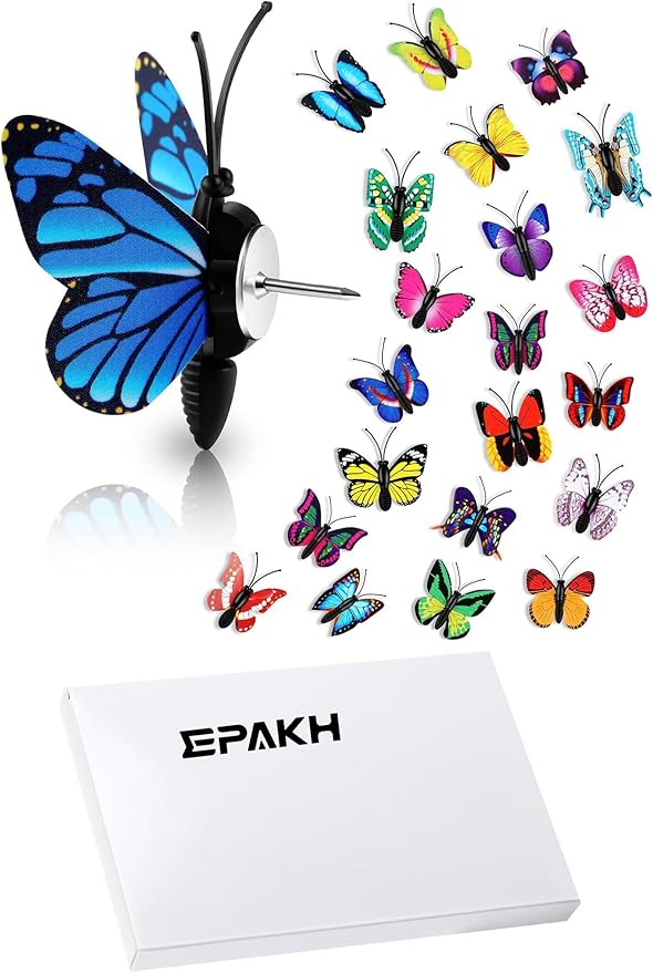 Butterfly 30 Pack Thumb Tacks Decorative Push Pins Butterfly Push Pins Colorful Cute Pushpin for Photo Wall Cork Board Bulletin Board Home Wall Pattern Decoration (Colorful,1.57 in)