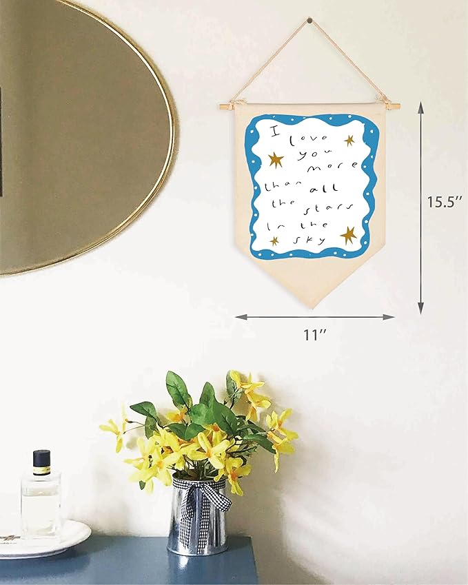 Boho Banner Flag Sign Pennant Poster Wall Decor Gift for Nursery Baby Room Bedroom Above Crib Playroom Door-I Love You More Than All the Stars-Positive Quote-Baby,Shower,Birthday Christmas Gift