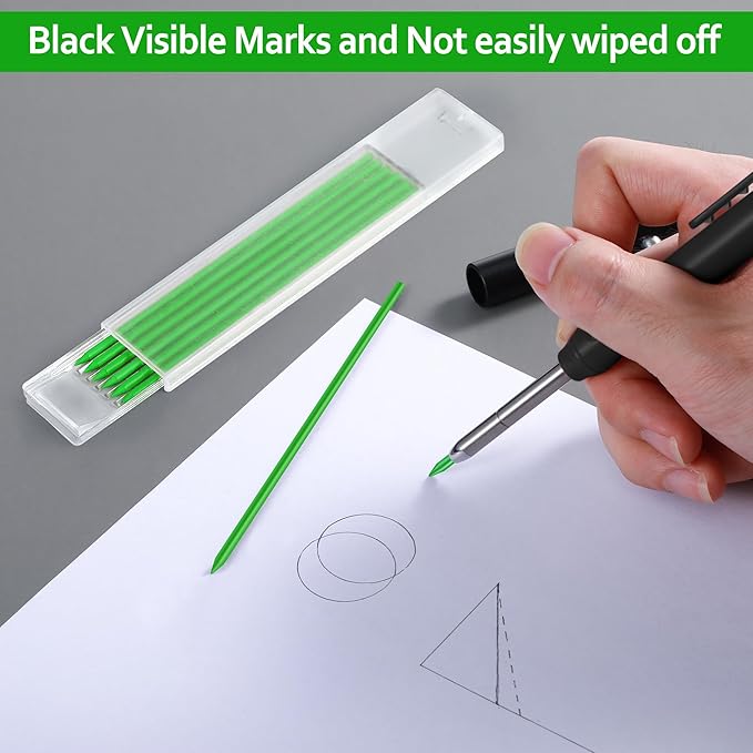 Hiboom 24 Pieces 2.8mm HB Refill for Carpenter Pencil, Study Long Lasting Pencil for Mechanical Woodworking Construction (Green)