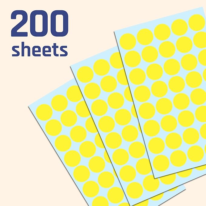 8000 Pack, 3/4" Round Dot Stickers Circle Labels - Yellow