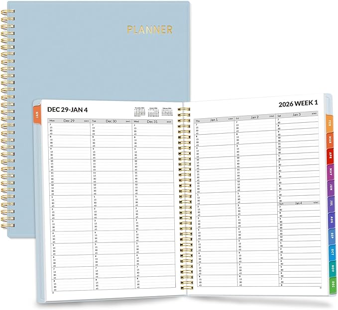 SUNEE 2026 Appointment Book, Quarter-Hourly, Weekly & Monthly - from January 2026 - December 2026, 8.5"x11" Weekly Planner, Flexible Cover, Note Pages, Pockets, Bookmark, Spiral Binding,