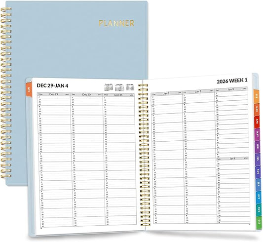 SUNEE 2026 Appointment Book, Quarter-Hourly, Weekly & Monthly - from January 2026 - December 2026, 8.5"x11" Weekly Planner, Flexible Cover, Note Pages, Pockets, Bookmark, Spiral Binding,