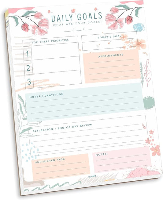 Daily Goals, Gratitude List, Planner, Do List Organiser, Personal Planner Journal, 8.25 x 11.25 Inches, 53 Pages
