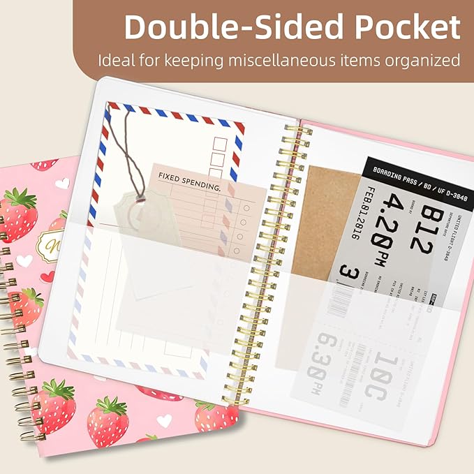 Weekly Planner Undated - 52 Weeks To Do List Notebook A5 for Work: Weekly Task, Habit Tracker Journal, Goal Setting, Agenda Sprial Bound Organizer Book Women Cute Stylish Design, Strawberry