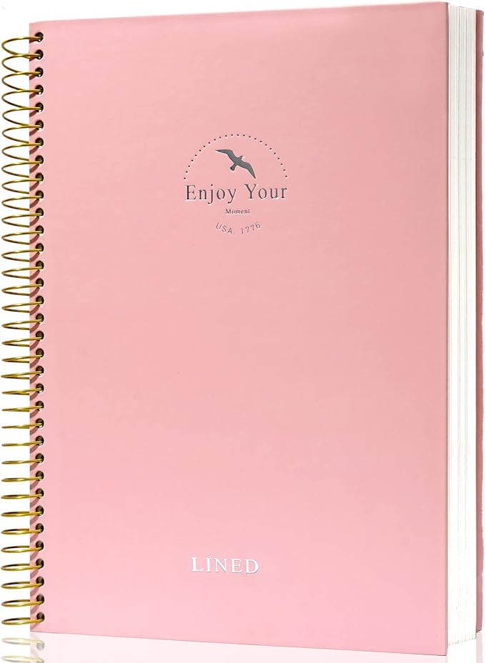 FLYING EAGLE Hardcover Spiral Notebook Journal 8.5 x 11 Large Spiral Notebook 210 Pages College Ruled Notebook Composition Notebook Wire Bound Journal Work Notebook for Office School Supply, Pink