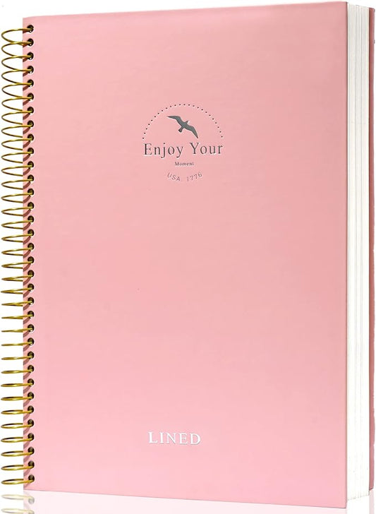 FLYING EAGLE Hardcover Spiral Notebook Journal 8.5 x 11 Large Spiral Notebook 210 Pages College Ruled Notebook Composition Notebook Wire Bound Journal Work Notebook for Office School Supply, Pink