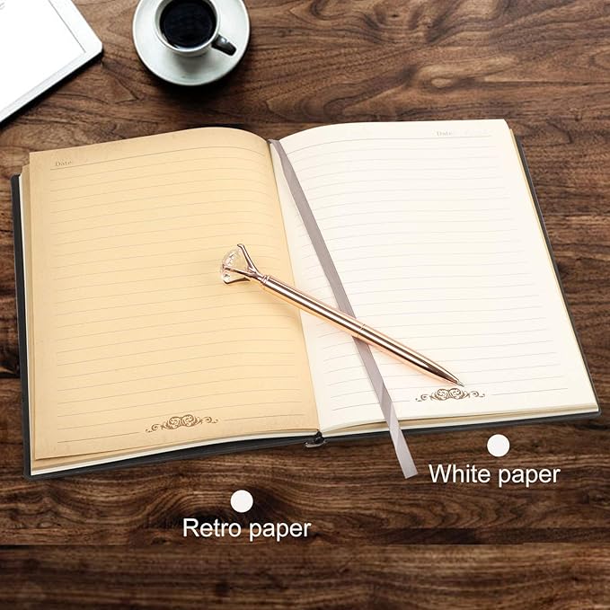 Vintage 3D Phoenix Embossed Leather Writing Journal with Diamond Pen Set,A5,200Pages,Antique Handmade Daily Notepad Sketchbook,Travel Diary&Notebook to Write in,for Women Men