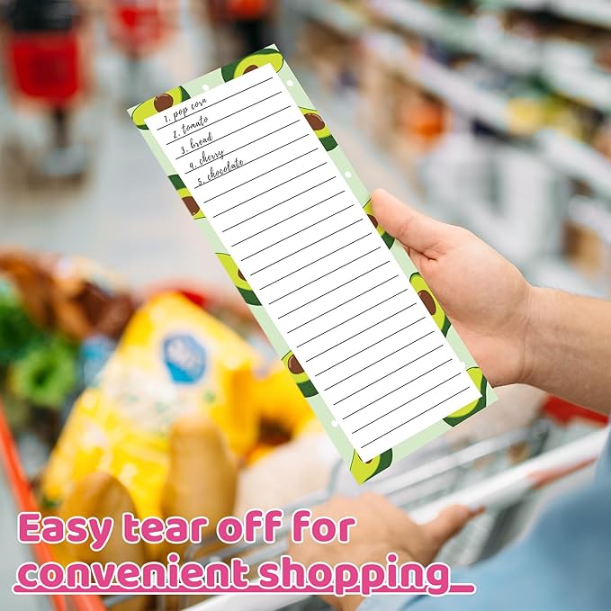 4 Pack Magnetic Note Pad for Fridge, Totally 200 Sheets Grocery List Magnet Pad for Refrigerator Magnetic Shopping List Pad with Pen Holder（Fruit Design）