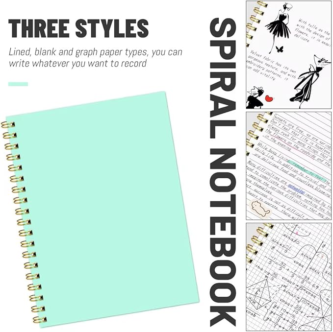 Lined Spiral Notebook B5 Mint Green Hardcover Notebooks for Work -7.48" X 10.18" 4 Pack 7MM College Ruled,160 Pages 100GSM Thick Paper for Note Taking School Office Supplies