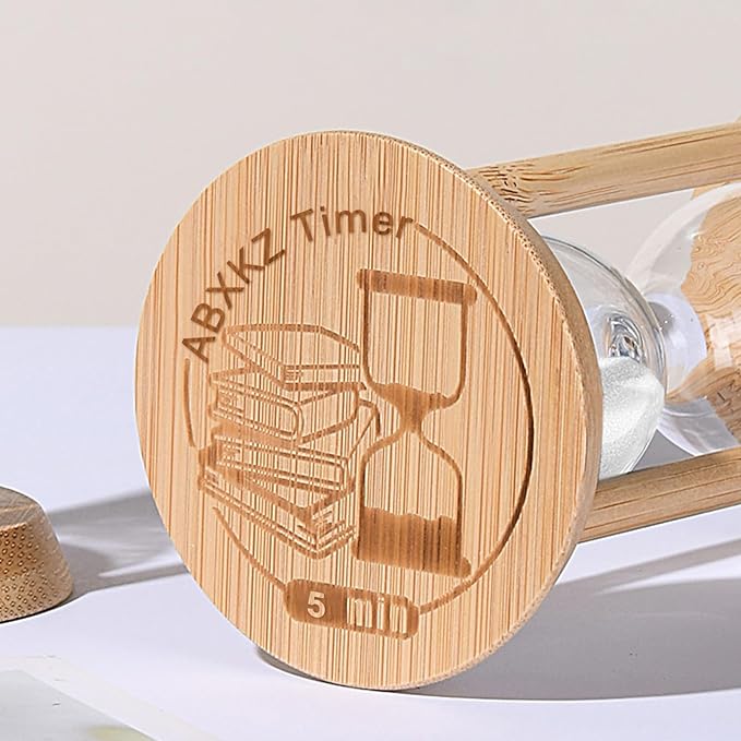 Wood Sand Timer, 5 Minute Hourglass,Bamboo Sandglass Timer 5 Min,Sand Clock Timer,Unique Sand Clock for Baking,Game, Gift,White