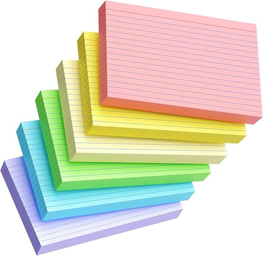 Colored Index Cards 5x8, 120 Count, 6 Color Large Index Cards Ruled, Flash Cards for Studying, large note cards 5x8 for Studying, Recipes, Memo Cards, Office Supply, DIY, Presentation