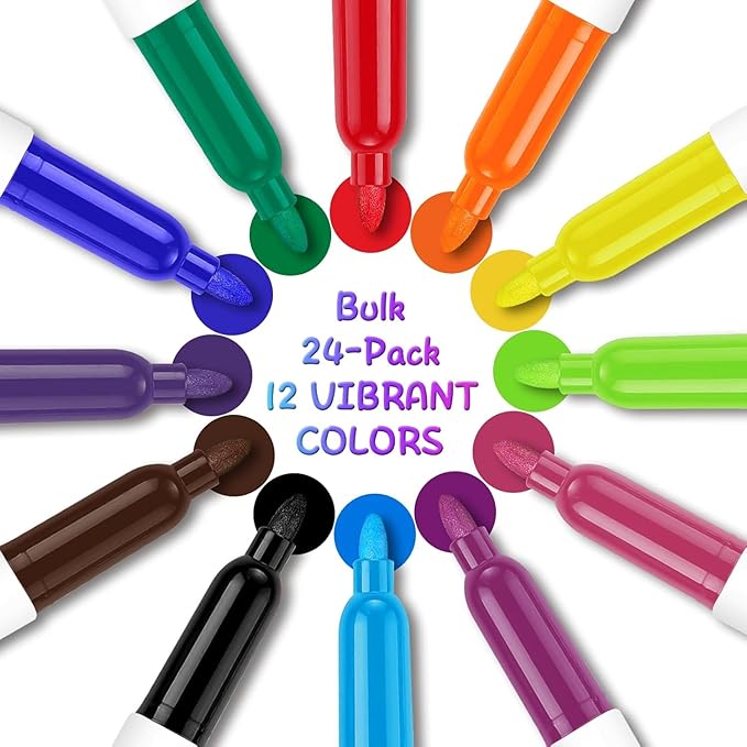 SFAIH Gifts for Kids - 12 Pack Dry Erase Markers, 12 Colors Low Odor Whiteboard Markers for Children, Perfect Stocking Stuffer, Travel Drawing & Learning, Home & School Use, Non-Toxic