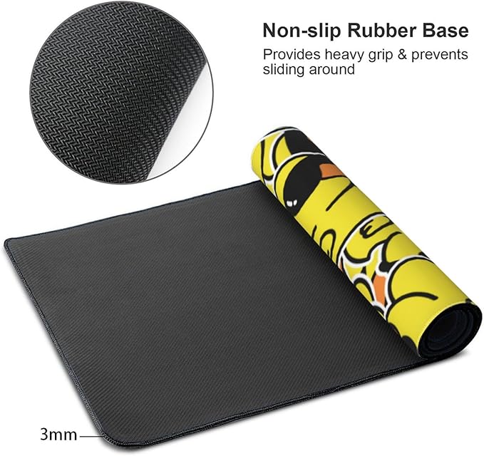 Cartoon Rubber Duck with Sunglasses Mouse Pads XXL Extended Mousepad with Stitched Edges Non-Slip Rubber Base Computer Keyboard Pad Desk Mat for Home Office Desk Decor, 35.4" X 15.7"