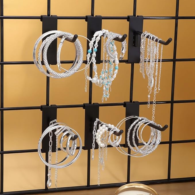 Gridwall Hooks 4 Inch, 100PC Heavy Duty Black Display Hooks for Grid Wall Panels, Grid Wall Accessory for Retail Store, Home Stroage, Garage, Trade Show