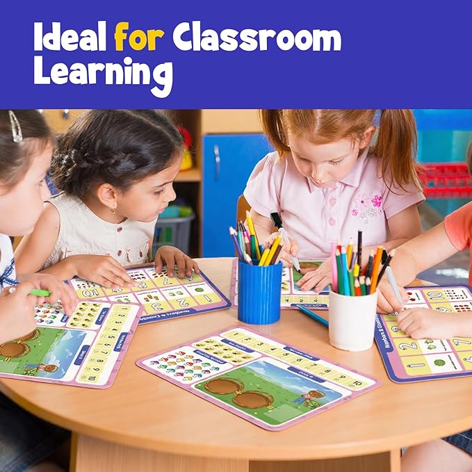Aizweb 12 Pack Dry Erase Handwriting Practice for Kids,9 x 12 Number Tracing Board: Learn to Count,Number Tracing&Simple Addition,Montessori Math Games Preschool Learning Activity for Pre K Ages 3-5