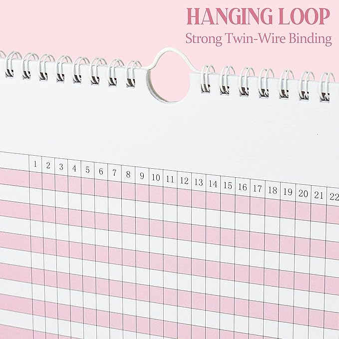 Habit Tracker Journal - Undated Weekly & Monthly Planner with Spiral Binding12Months, 8.5"x11' Pink