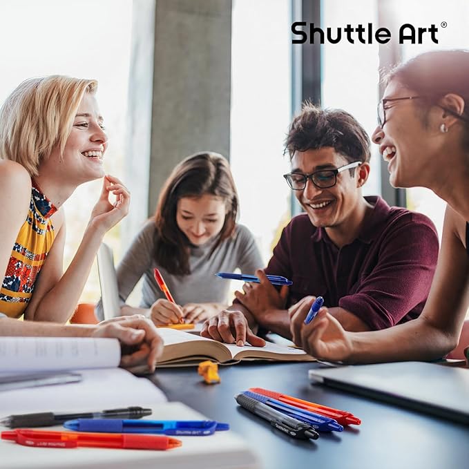 Shuttle Art Retractable Gel Pens, 20 Pack 0.7mm Medium Point Rollerball 10 Black 5 Red 5 Blue Ink Pens Smooth Writing with Comfortable Grip for Writing Journaling Taking Notes Office School Home