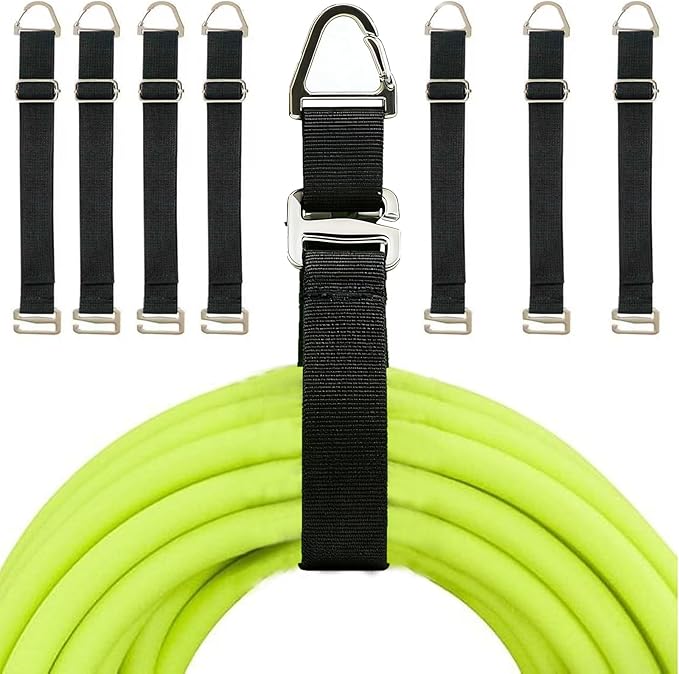 Metal Heavy Duty Extension Cord Organizer 7 Pack Black 17" Adjustable Storage Straps with Triangle Hooks for Garage Workshop & Tool Storage Ideal for Men's Gadgets and Cable Management