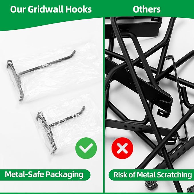 10Inch Gridwall Hooks, Grid Panel Hanging Hooks for Retail, Home, and Workspace Organization, Displays, and Storage Solutions(40Pack,Black)
