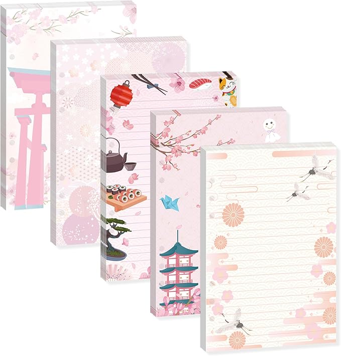 100 Sheets Japanese A5 Planner Inserts - 120GSM Thick Cherry Blossom Refill Paper for A5 6-Ring Binder, Sushi Cranes Fans Temples 6 Hole Loose Leaf Sheets for Journal Diary Notebook Budget Planning